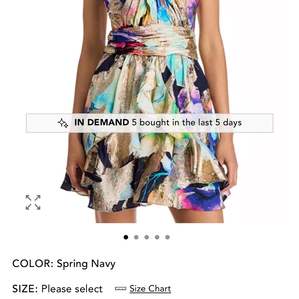 Ramy Brook Navy and Gold Mini Dress